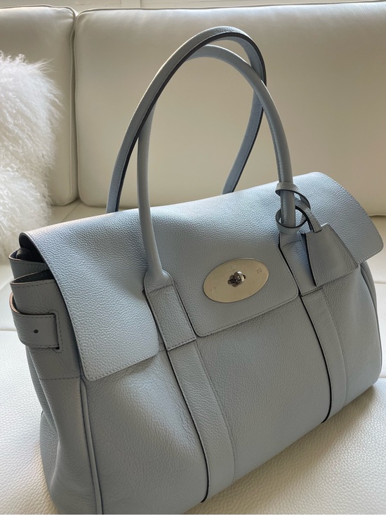 Mulberry Handbags - Mulberry Bayswater Light Blue Leather Style Satchel